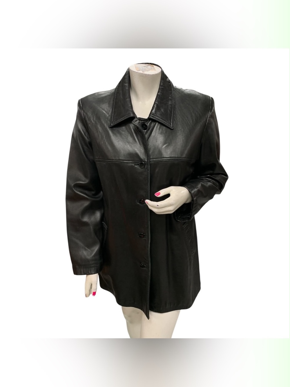 Danier Black Leather Button-Front Jacket Size XL